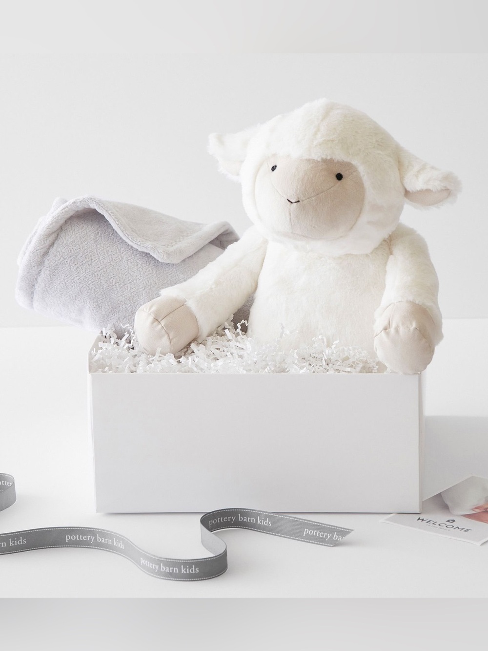 Pottery Barn Kids Plush Lamb in Cream & Beige Accents